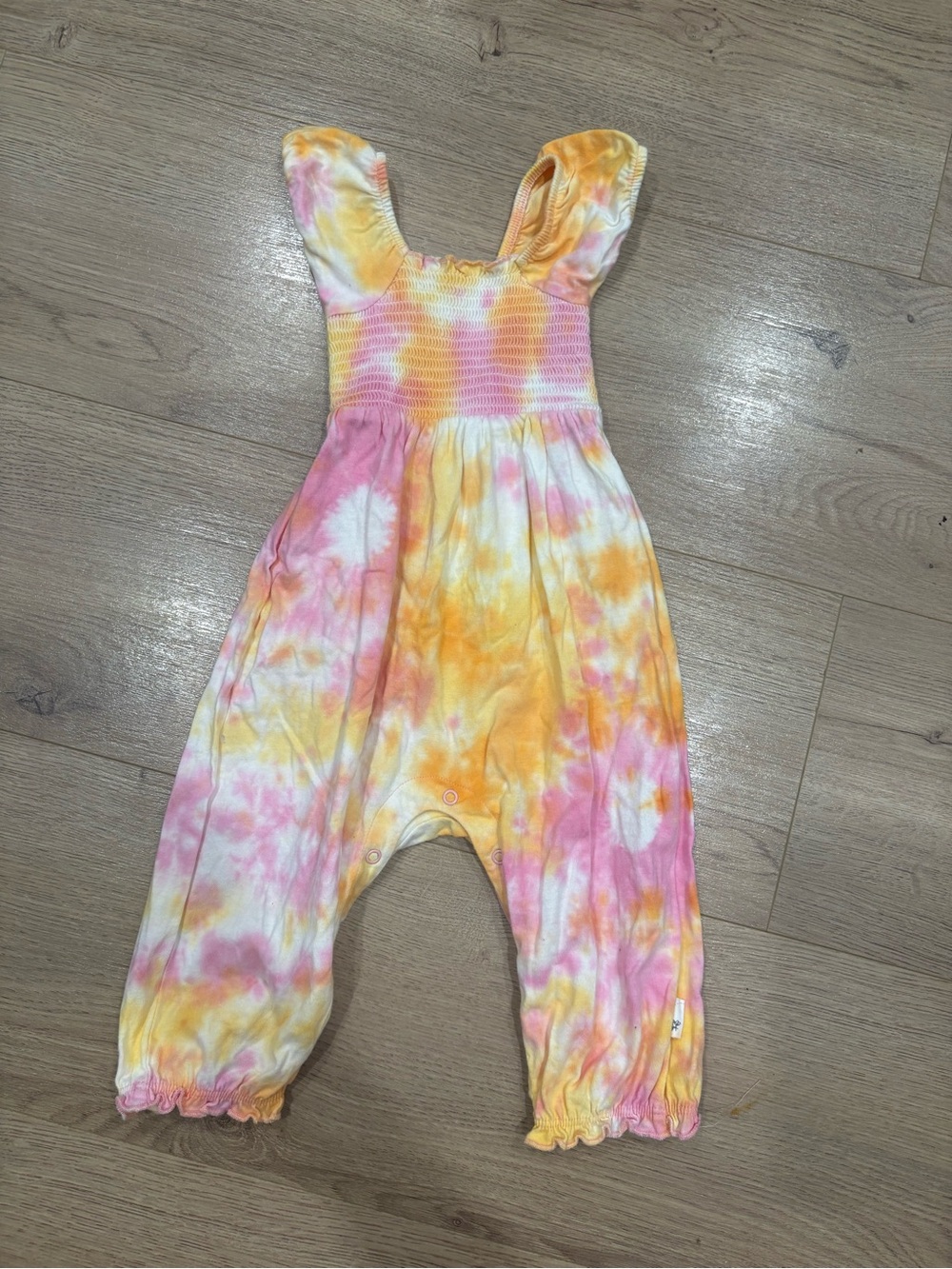 Burt’s bees baby Tie-Dye Pink & Yellow baby  Romper